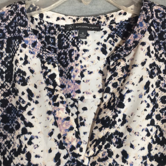 ADRIANNA PAPELL Animal Print Long Line Cool Comfy V-Neck Yoke Back Versatile - Picture 3 of 15